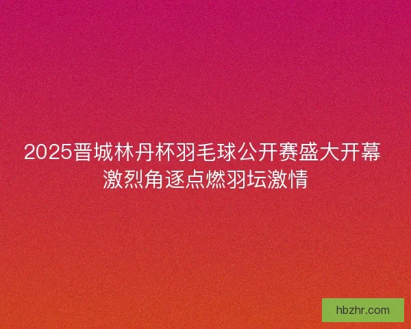 2025晋城林丹杯羽毛球公开赛盛大开幕 激烈角逐点燃羽坛激情